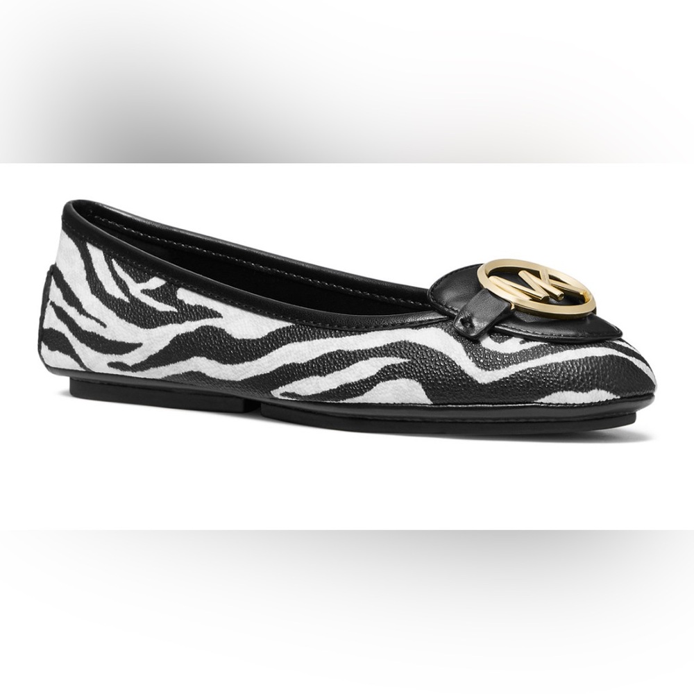 Michael Kors Black and White Zebra Print Flats, size 10M